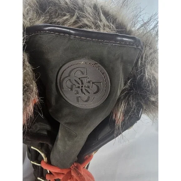 GUESS Women’s Hadley Tall Winter Boots Size 8M Olive Green Faux Fur Snow EUC - Picture 13 of 13